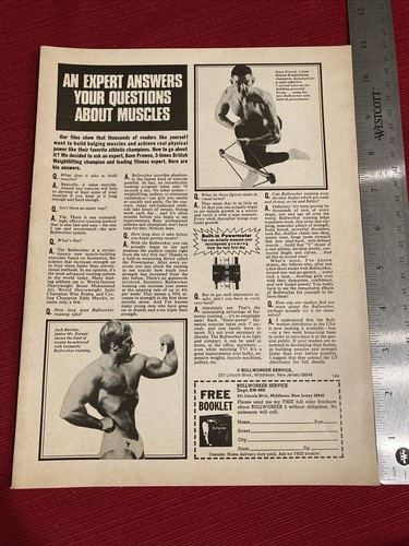 Weightlifting Champ Dave Prowse for Bullworker 1973 Print Ad - Great To Frame!