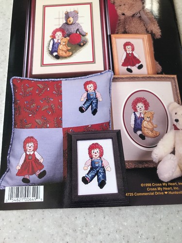 RAG DOLL FRIENDS Cross My Heart Stitch Pattern Book Raggedy Ann & Andy Retired - Picture 3 of 10
