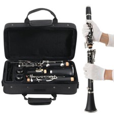 Bb Clarinet 17 Nickel Plated Keys Black for Beginner Student with Tuning Tube