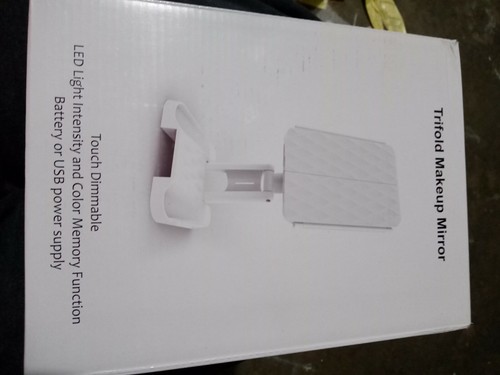 Dreifach faltbarer Make-up-Spiegel mit dimmbaren LED-Leuchten, Lupen, USB oder Akku Pwr. - Bild 2 von 5