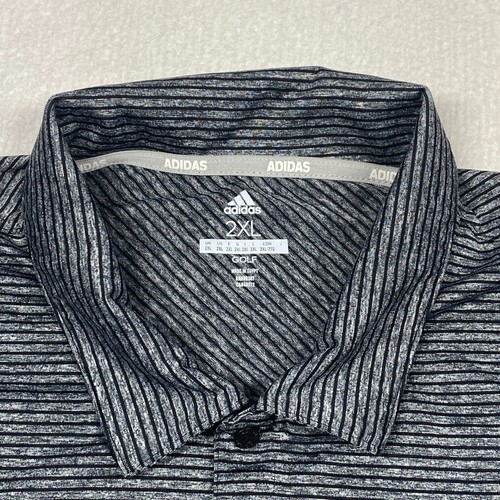 Adidas Golf Polo Shirt Mens 2XL XXL Gray Striped Short Sleeve - Picture 3 of 10