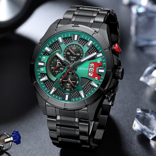 CURREN Orologi Uomo Acciaio Inox Orologio da Polso Cronografo Uomo Orologio Luminoso - Foto 12 di 34