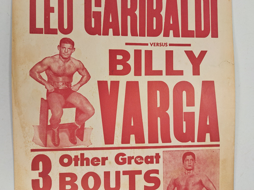 Count Billy Varga Vs. Leo Garibaldi, Vintage Wrestling Event Poster,  22"x14" S - Picture 3 of 18