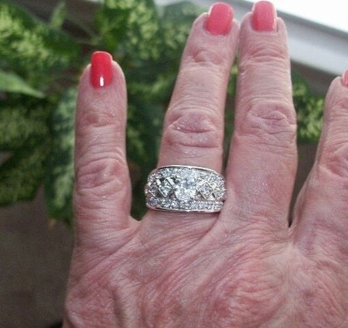 Multi Princess and Oval Cubic Zirconia Band Ring SZ 7 - Picture 2 of 4