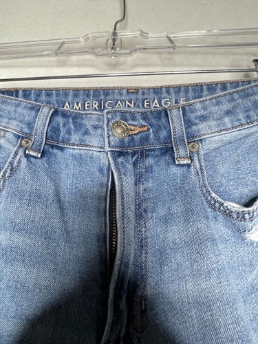 American Eagle Women 6 Jeans Mom Straight Medium Wash High Rise Pant Distressed - Picture 4 of 16