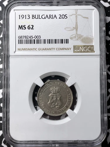 1913 Bulgaria 20 Stotinki NGC MS62 Lot#G7191 Nice UNC!