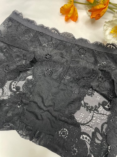 Vintage Black Nylon Spandex See through Panty Sheer Lace Sissy Brief Sz.8/XL - Picture 15 of 16