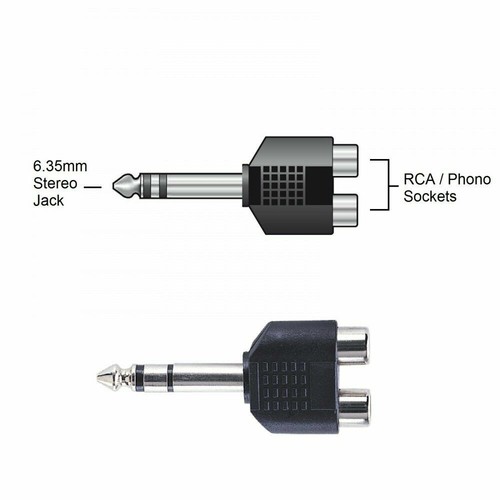 Cable adaptador divisor de audio divisor hembra conector estéreo de 6,35 mm macho a 2x doble RCA fono hembra - Imagen 3 de 7
