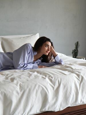 Sateen Cotton Bedding Sheets Set - European Eucalyptus Cotton-Lyocell 4 Pcs