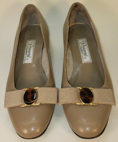 Rangoni Dress Flats Women's Size 5.5B Beige with Beige Bow and Copper Ornament - Picture 3 of 12