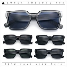 Polarized Gentlemanly Horn Rim Rectangle Plastic Minimalist Sunglasses