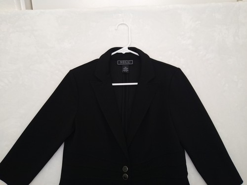 NYCC New York Blazer Suit Jacket PM Women's Black Front Button Polyester Blouse - Picture 11 of 24