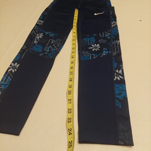 Nike Dri Fit Trophy Training Leggings Blue Floral Athleticwear Girl's Size L - Picture 6 of 12