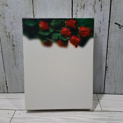 Vtg 70s 80s Writing Stationery Hinged Box Set Red Roses Floral Bouquet Motif