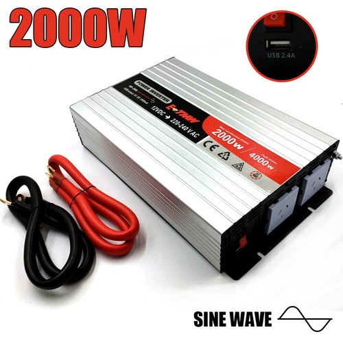 Pure Sine Wave Power Inverter 2000W 4000W 12V to 240V Camping Boat Caravan USB - Picture 8 of 8