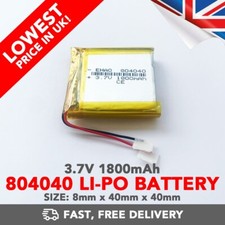 3.7V 1800mAh Li-Po Battery (804040) Rechargeable High Capacity Tablet PC+ Device