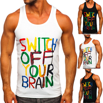 T-Shirt Tanktop Tee Tank Top Achselshirt Muskelshirt Aufdruck Herren BOLF Print