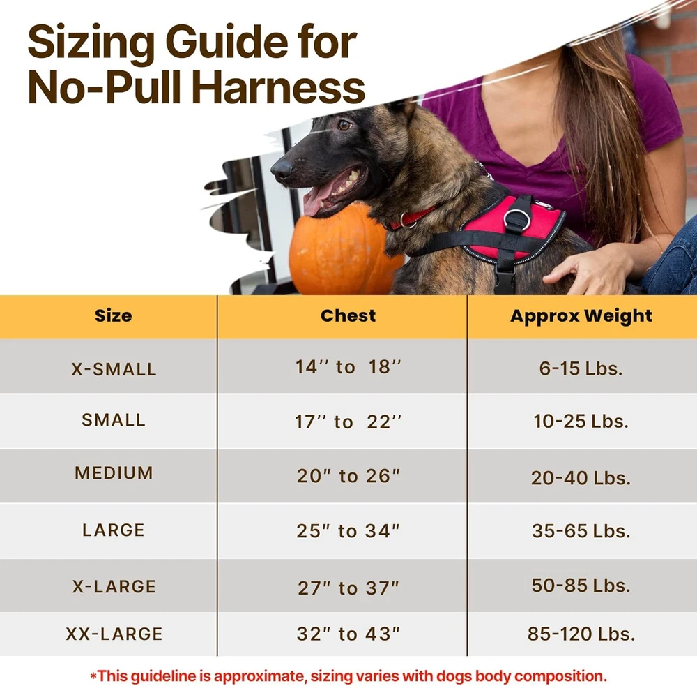 Dog Harness, No-Pull Pet Harness, Adjustable & Reflective, Soft-Padded No-Choke