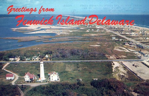 Greetings from Fenwick Island Delaware Aerial View Lower Delaware Coast Postcard - Imagen 1 de 2