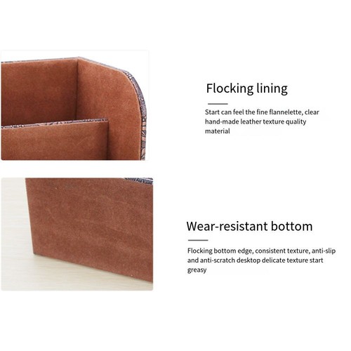 Multi-functional PU Leather Desk Organizer Desktop Stationery Storage Box Home - Picture 3 of 18