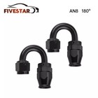 2PCS AN8 8AN 180 Degree Swivel Fuel Oil Gas Line PTFE Hose End Fitting Black