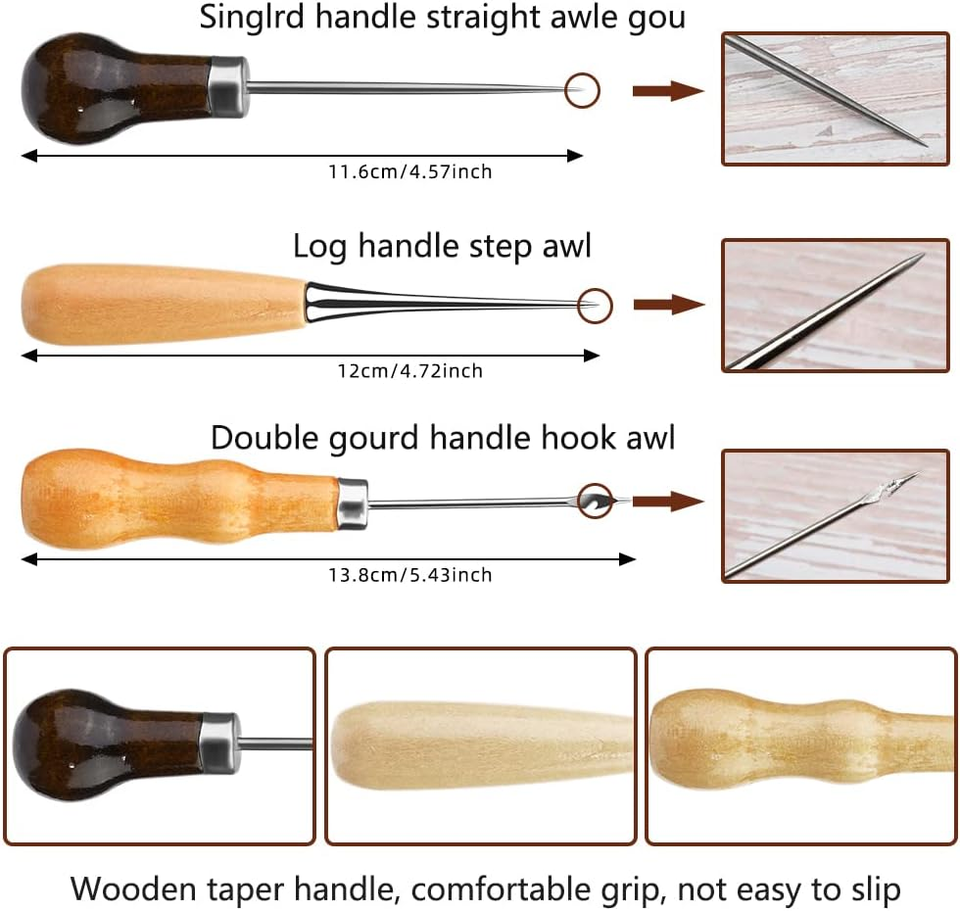 48 Piece Leather Sewing Kit, Upholstery Repair Kit, Leather Stitching