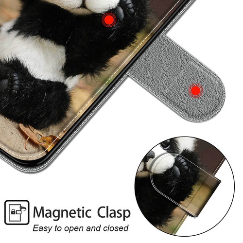 For Various Phone Magnetic Flip Wallet Card Stand Purse Cute Panda Case Cover - Picture 5 of 13