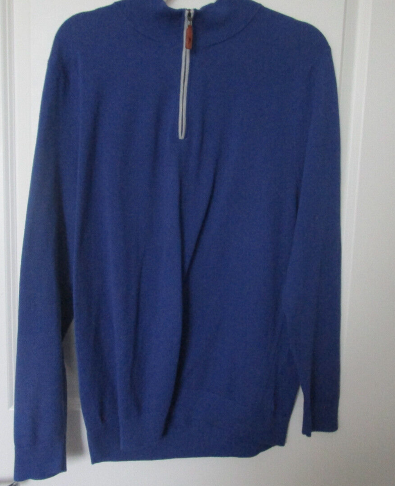 Tommy Bahama Island Zone Sweater Mens Large Blue1/4 Zip Mock Neck