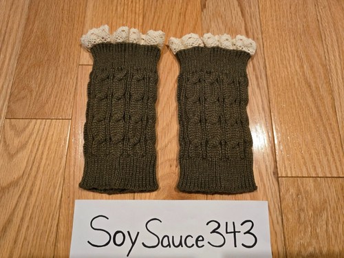 NEW LACE TRIM RUFFLE CROCHET KNIT BOOT CUFFS TOPPER WARM WINTER SOCKS COVER - Picture 20 of 38
