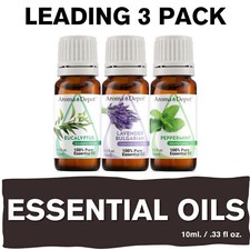 Essential Oil Set 3 - 10 ml. Eucalyptus Lavender Peppermint 100 Pure Undiluted