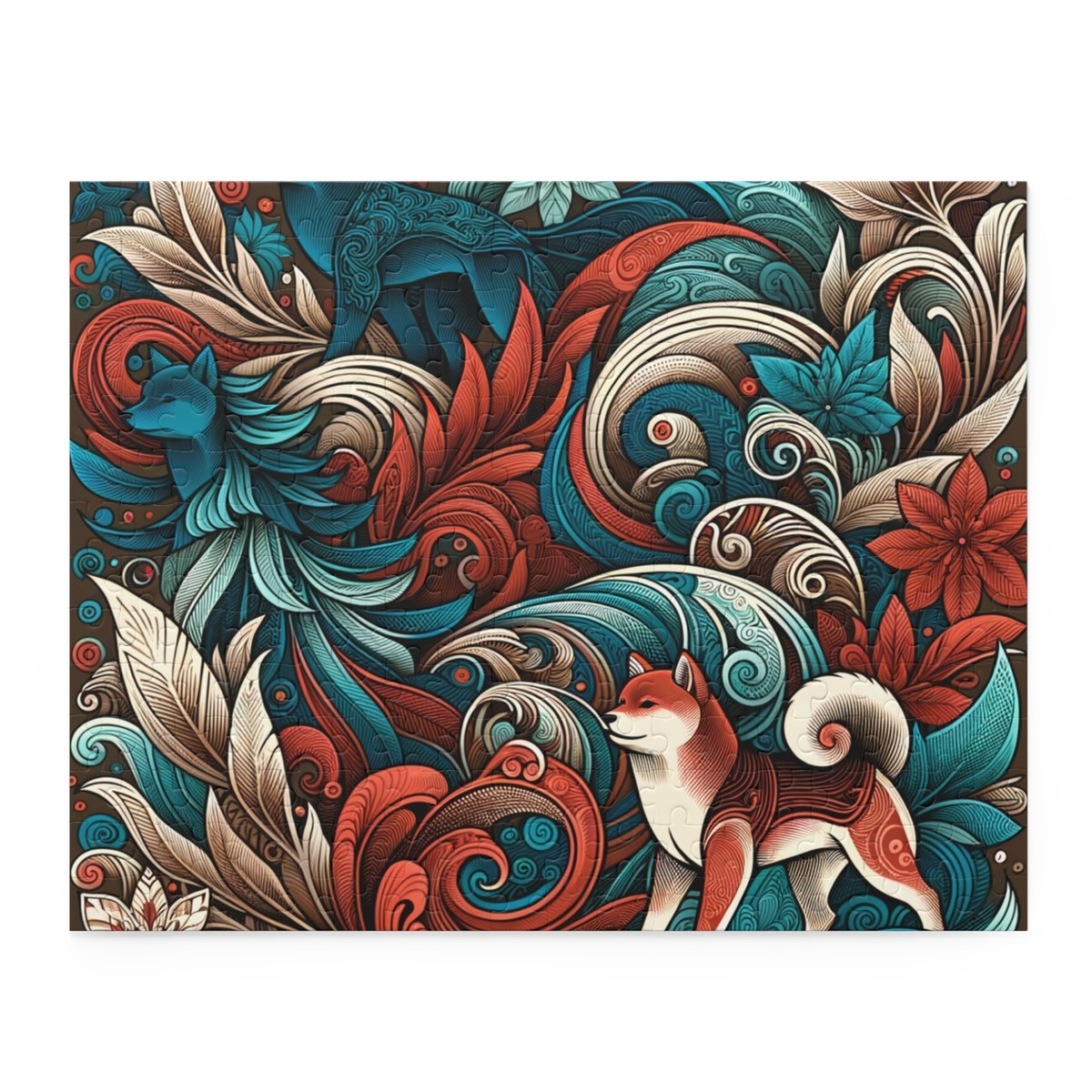 Puzzle (120, 252, 500-Piece) Batik Shiba Inu Art Print Decorative