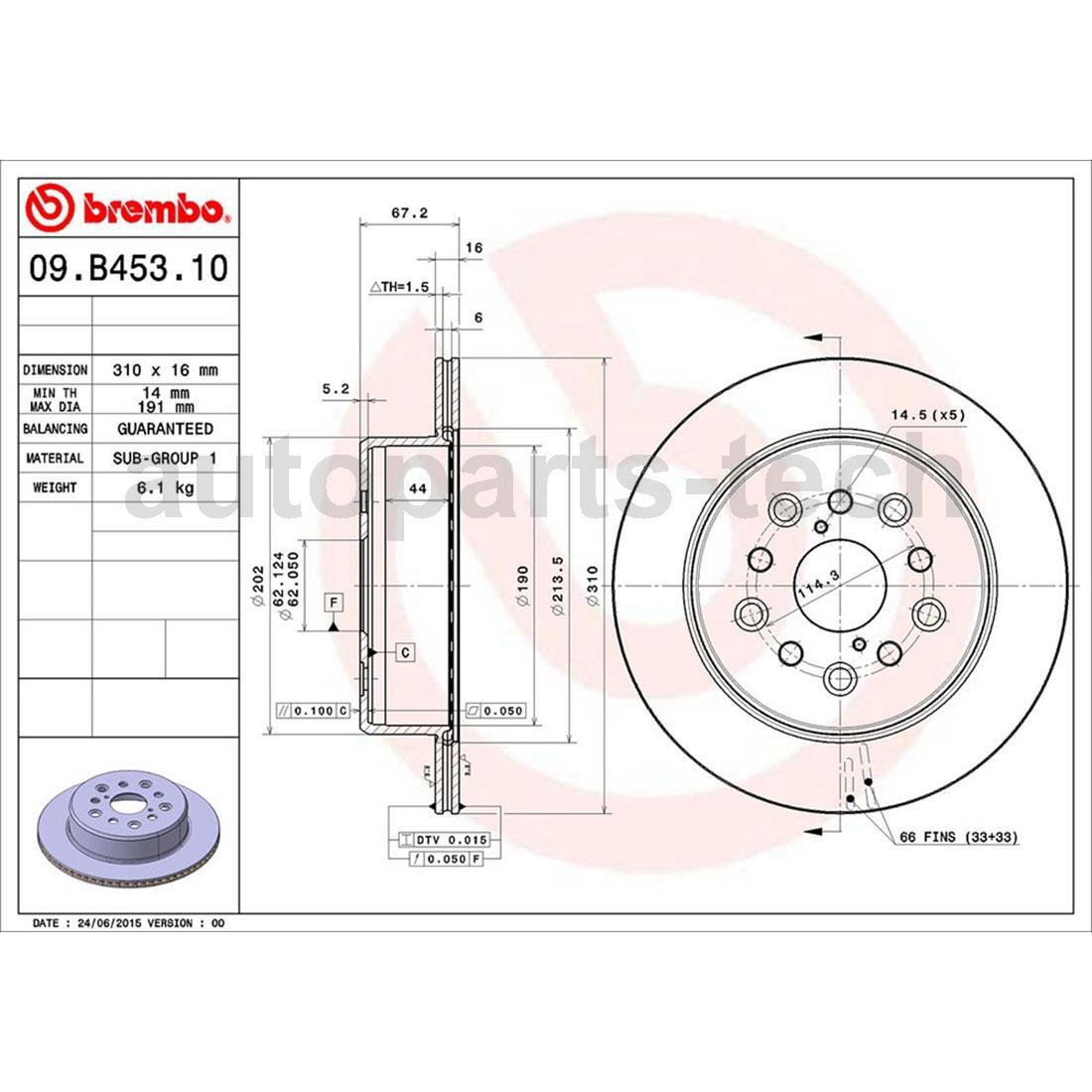 Brembo Rear Brake Pads Brake Rotor For Lexus LS430 2001 2002 2003 2004