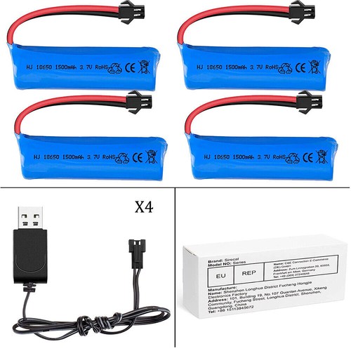4Pcs 3.7V 1500mAh RC NiCd SM 2Pin Plug Rechargeable Battery+USB Charger Cable - Picture 3 of 8