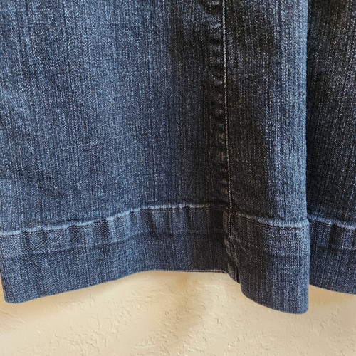 Mixit Jeans Sz 12 Dark Blue Denim Stretch Flare Leg Mid Rise 35" X 30.5" Buttons - Picture 5 of 14