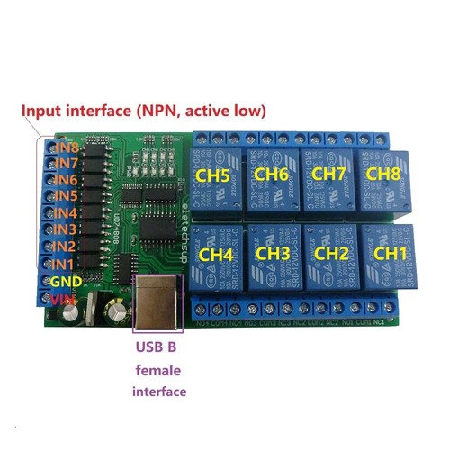 2x DC 12V 24V 8ch IO collettore digitale porta seriale USB COM modulo relè UART - Foto 4 di 13