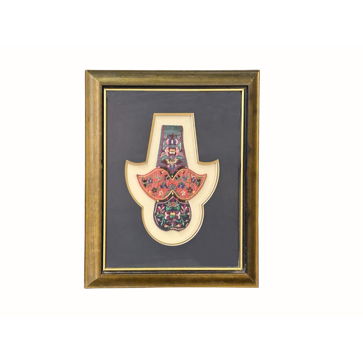 Vintage Chinese Embroidery Fabric Piece Framed Wall Art ws4262S Vintage Chinese Embroidery Fabric Piece Framed Wall Art ws4262S