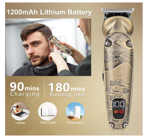 Beard Trimmer for Men, T-Blade Hair Trimmer, Cordless Hair Clippers (8 in 1 Set) - Picture 3 of 20