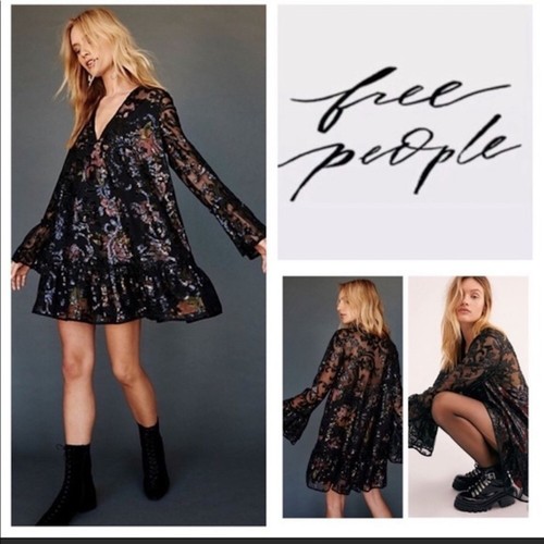 FREE PEOPLE Falling Flowers Frock Mini Dress $128 Size M - Picture 2 of 10