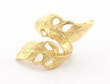 Wrap Leaf Ring Adjustable Shiny Gold Plated brass 20mm 10.5US inner size 2632
