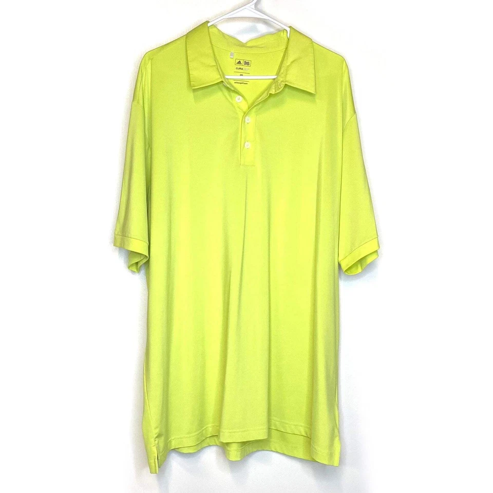 Camisa polo de golfe Adidas Climalite masculina 2XL amarela brilhante Lakeridge Country Club