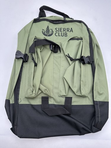 SIERRA CLUB Backpack Lightweight Olive Green Numerous Compartments Adjustable