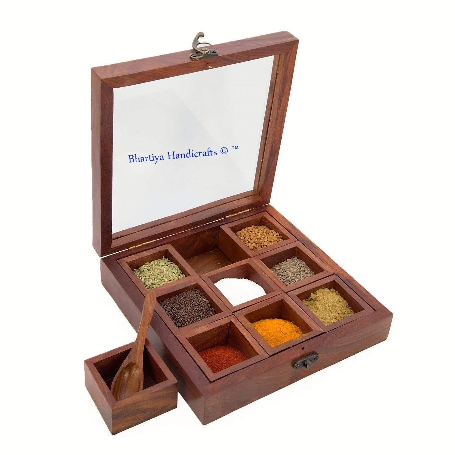 Top Glass Sheet Spice Rack Wooden spice box Container Spice Box Spice Spoon GIFT
Opens in a new wind