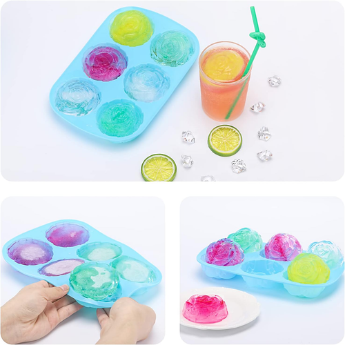 Silicone Rose Molds 5 Packs, 6-Cavity Non Stick Rose Flower Ice Cube Mold for Ca - Picture 5 of 7