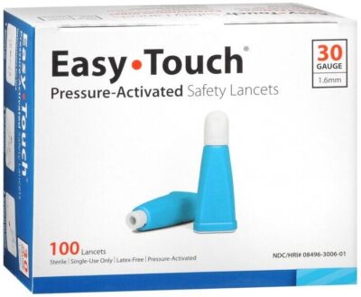 Easy Touch Pressure Activated Safety Lancets 30 Gauge 100 Lancets
