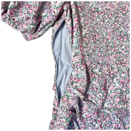 ASTR Mini Dress W XS Pink Flirty Blue Floral Off Shoulder Ruffles ADR100971-003 - Picture 11 of 24