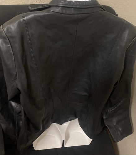 JLC New York Outerwear 100% Leather Black Zip Jacket Lined Women’s L Tiny Flaw - Picture 2 of 15