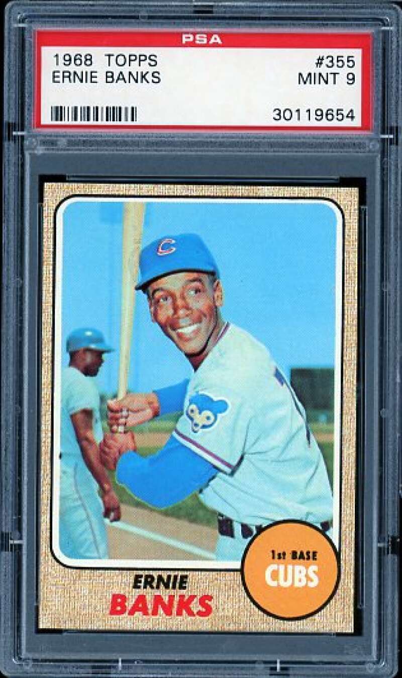 Ernie Banks Card 1968 Topps #355 PSA 9