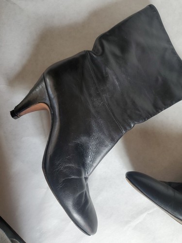 Antonio D ‘Anna Vintage Boot 37 US 6.5 Black Leather Heeled Boots  - Picture 5 of 9