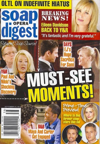 Soap Opera Digest Magazine September 23 2013 Steve Burton Melissa Claire Egan - Picture 1 of 2