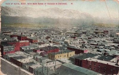 BUTTE MT MONTANA VIEW OF ROCKIES IN DISTANCE 1910 POSTCARD 051426 V